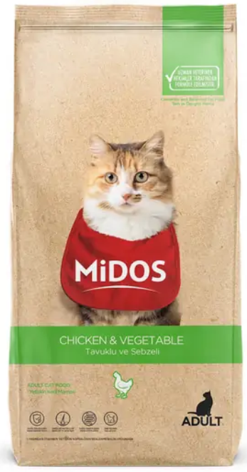 MİDOS Tavuklu Sebzeli (Tüy Yu.Önleyici) Y. Kedi 15 Kg - 1