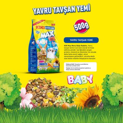KIKI Excellent Kemirgen Max Menu Baby Rabbits Yavru Tavşan Yemi 500 gr. 12 Adet (Kutu) - 2