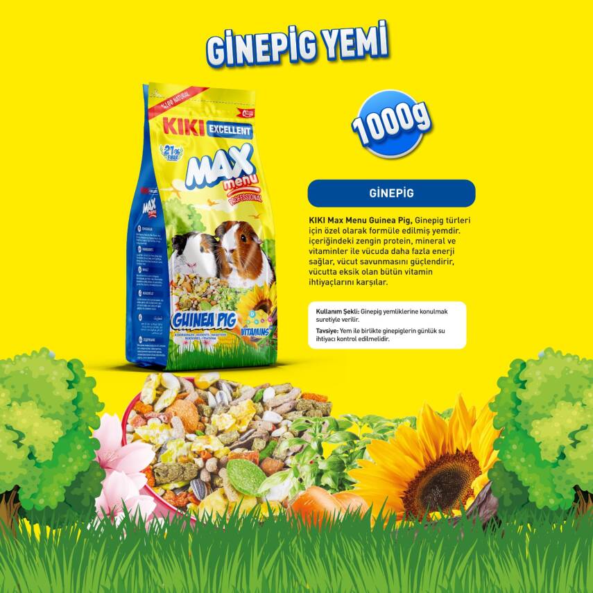 KIKI Excellent Kemirgen Max Menu Guinea Pig Ginepig Yemi 1000 gr. 8 Adet (Kutu) - 2