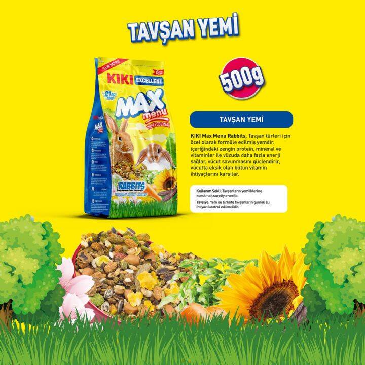 KIKI Excellent Kemirgen Max Menu Rabbits Tavşan Yemi 500 gr. 12 Adet (Kutu) - 1