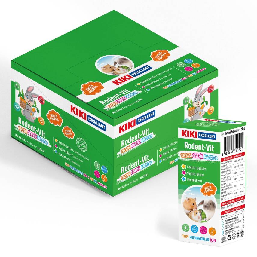 KIKI Excellent Kemirgen Rodent-Vit Vitamin Desteği 25 ml. 16 Adet (Kutu) - 1