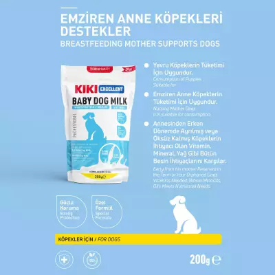 KIKI Excellent Köpek Süt Tozu (Whey Protein + İnülin) 200 gr. - 2