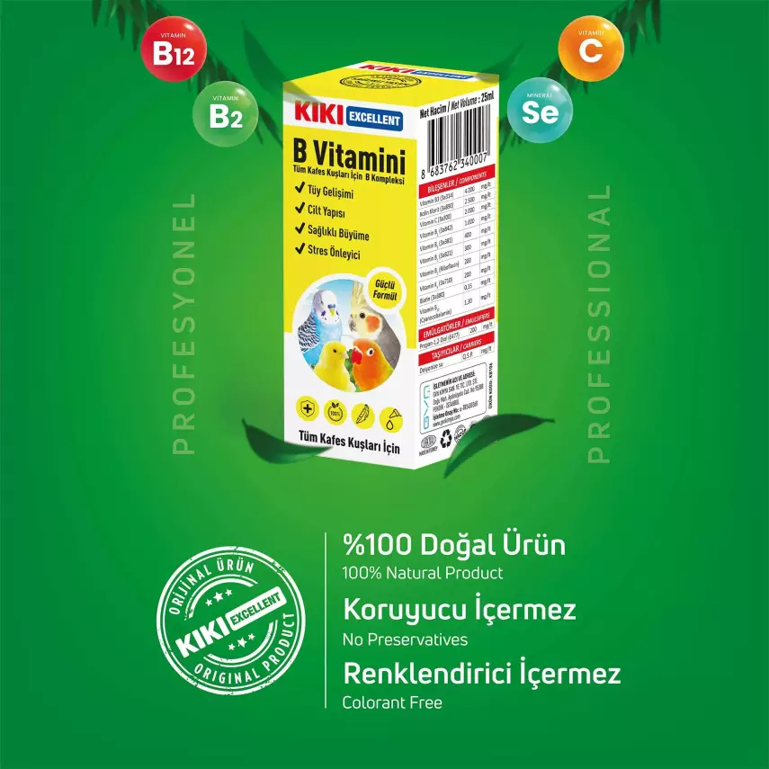 KIKI Excellent Kuş B Vitamini 25 ml. 16 Adet (Kutu) - 3