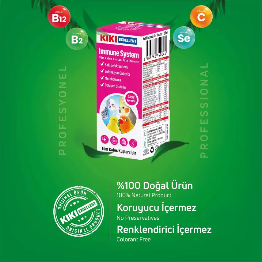 KIKI Excellent Kuş Immune System 25 ml. 16 Adet (Kutu) - 3
