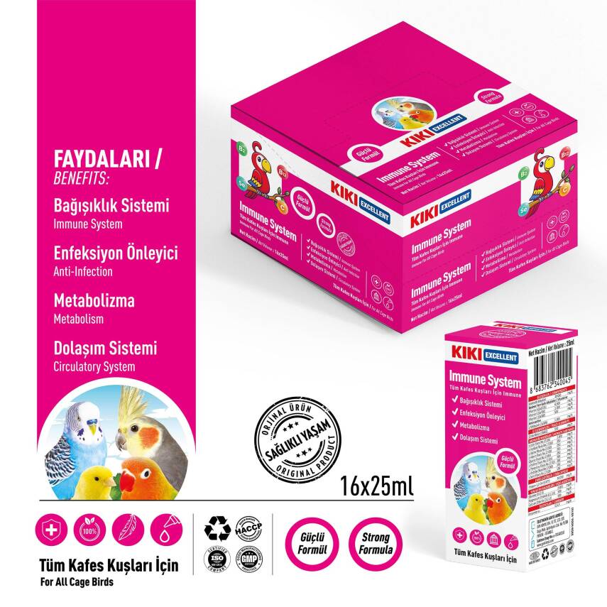 KIKI Excellent Kuş Immune System 25 ml. 16 Adet (Kutu) - 2