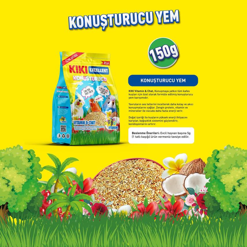KIKI Excellent Kuş Konuşturucu 150 Gr. 12 Adet (Kutu) - 3