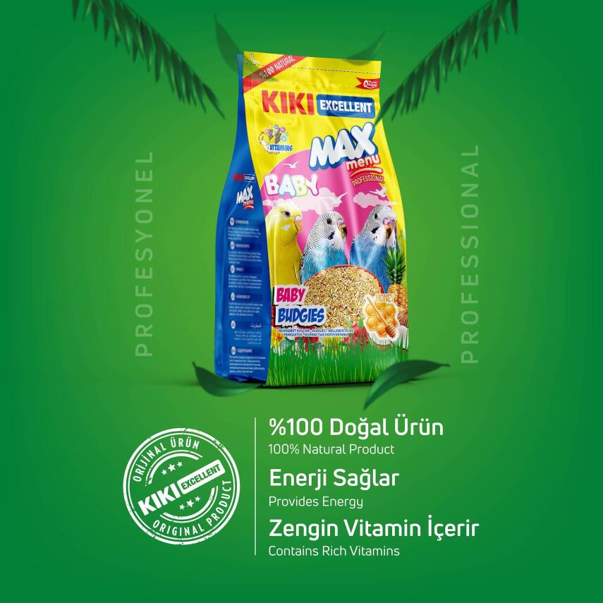 KIKI Excellent Kuş Max Menu Baby Budgies Yavru Muhabbet Kuşu Yemi 500 gr. 12 Adet (Kutu) - 2