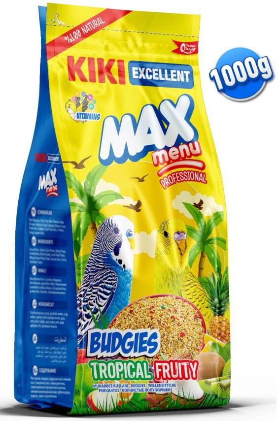 KIKI Excellent Kuş Max Menu Budgies Ballı Muhabbet Kuşu Yemi 1000 Gr. 8 Adet (Kutu) - 1