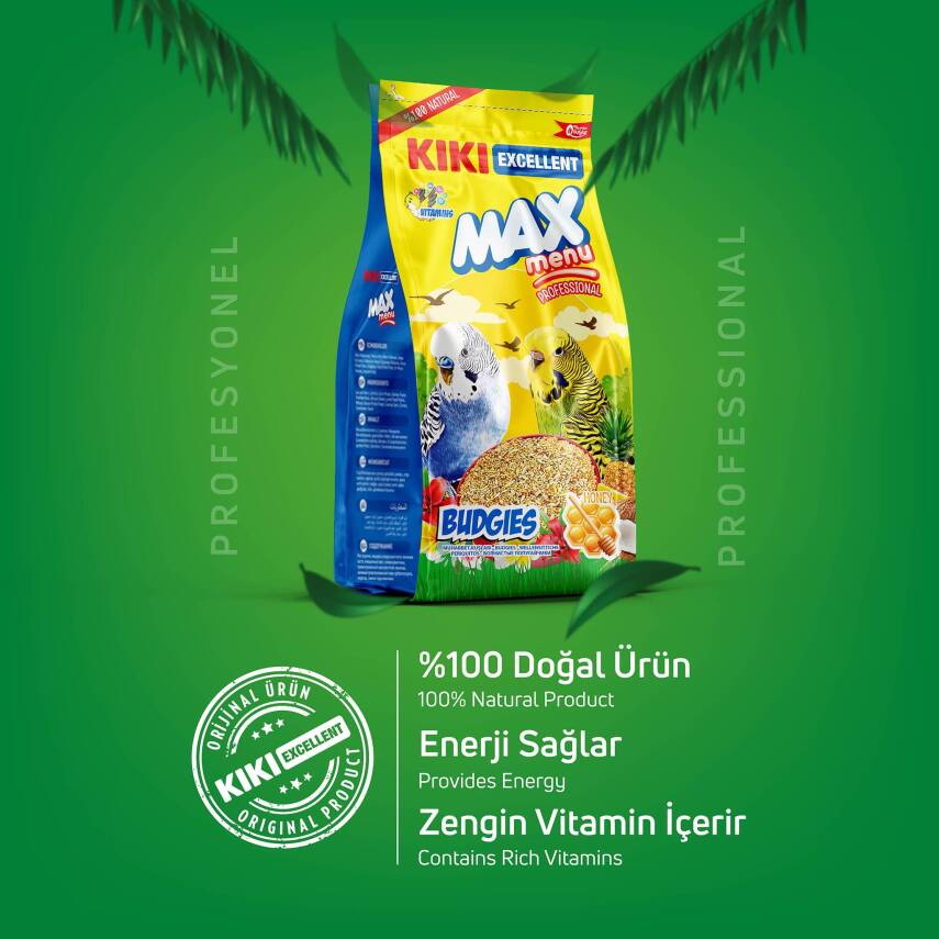 KIKI Excellent Kuş Max Menu Budgies Ballı Muhabbet Kuşu Yemi 500 gr. 12 Adet (Kutu) - 2