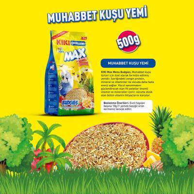KIKI Excellent Kuş Max Menu Budgies Ballı Muhabbet Kuşu Yemi 500 gr. 12 Adet (Kutu) - 3