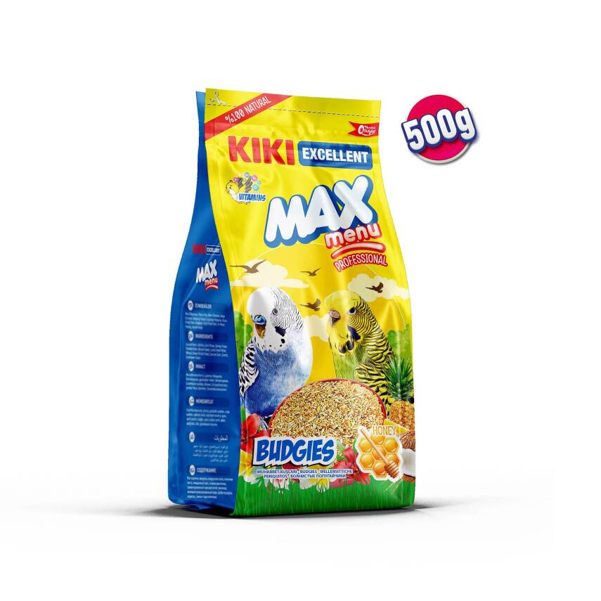 KIKI Excellent Kuş Max Menu Budgies Ballı Muhabbet Kuşu Yemi 500 gr. 12 Adet (Kutu) - 1