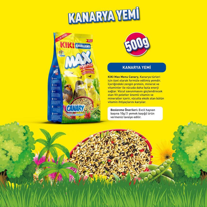 KIKI Excellent Kuş Max Menu Canary Kanarya Yemi 500 gr. 12 Adet (Kutu) - 3