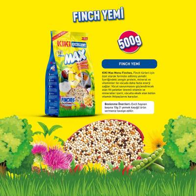 KIKI Excellent Kuş Max Menu Finches Tropikal Finç Yemi 500 gr. 12 Adet (Kutu) - 3