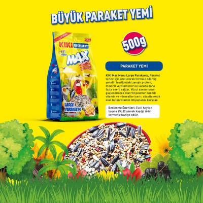 KIKI Excellent Kuş Max Menu Large Parakeets Büyük Pareket Yemi 500 gr. 12 Adet (Kutu) - 2