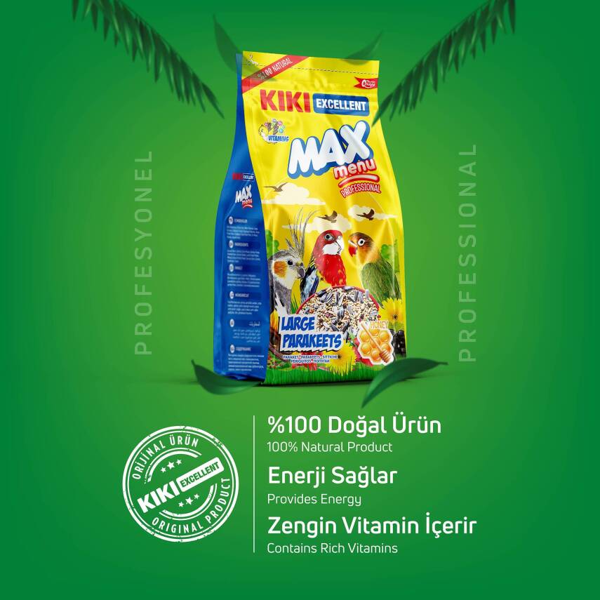 KIKI Excellent Kuş Max Menu Large Parakeets Büyük Pareket Yemi 500 gr. 12 Adet (Kutu) - 3