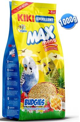 KIKI Excellent Kuş Max Menu Tropikal Meyveli Muhabbet Kuşu Yemi 1000 Gr. 8 Adet (Kutu) - 1