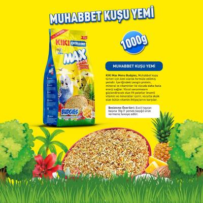 KIKI Excellent Kuş Max Menu Tropikal Meyveli Muhabbet Kuşu Yemi 1000 Gr. 8 Adet (Kutu) - 2