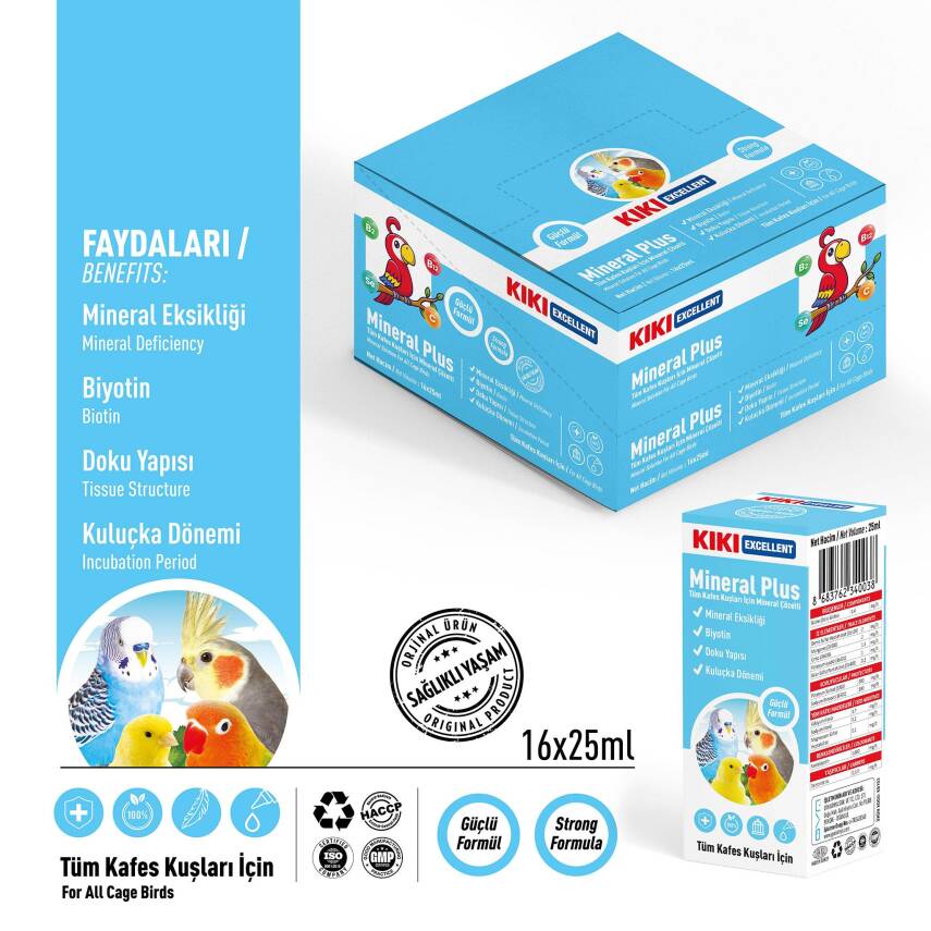 KIKI Excellent Kuş Mineral Plus 25 ml. 16 Adet (Kutu) - 2