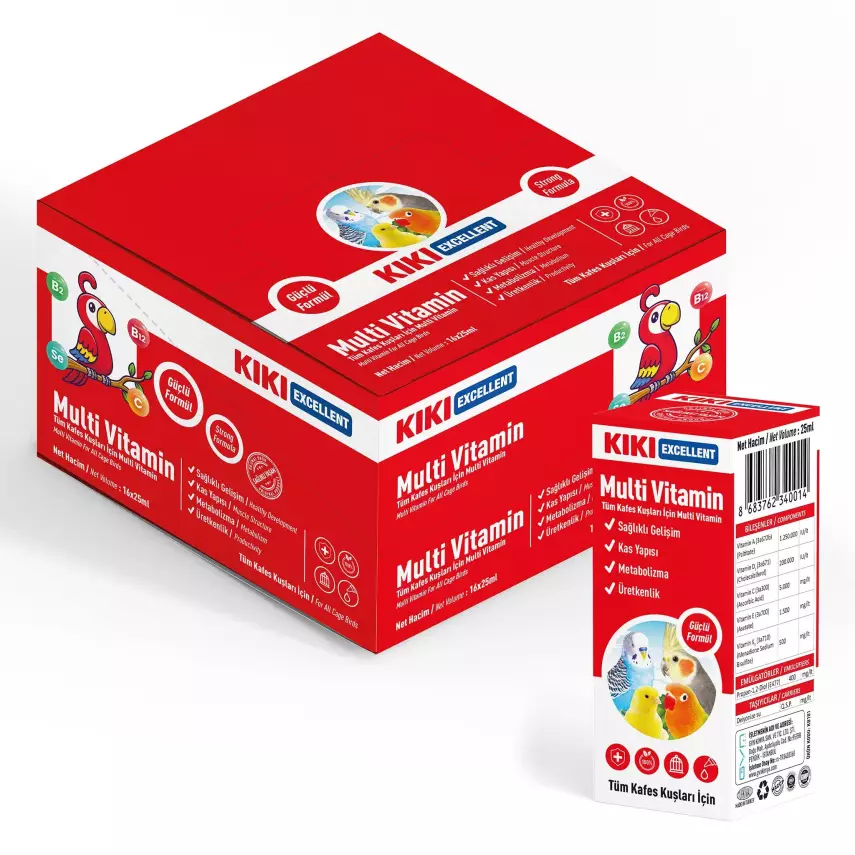 KIKI Excellent Kuş Multi Vitamin 25 ml. 16 Adet (Kutu) - 1
