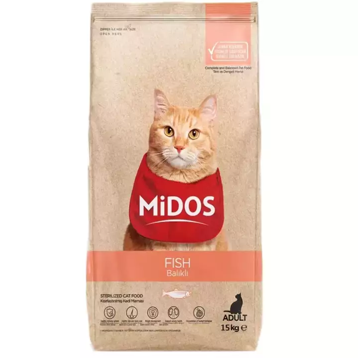 MİDOS Balıklı ve Pirinçli Kısırlaştırılmış Y. Kedi 15 Kg - 1