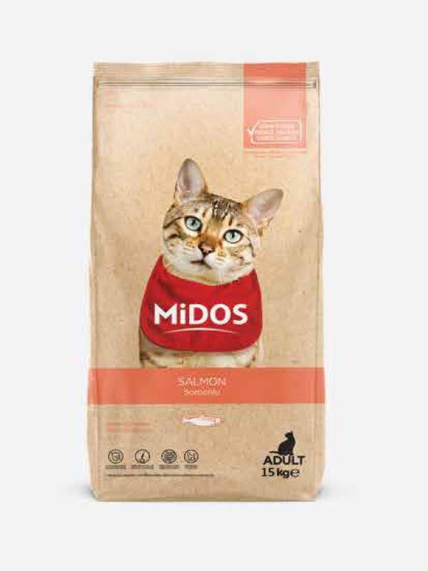 MİDOS Somonlu Ve Pirinçli (Hassas Irklar) Kedi 15 kg - 1