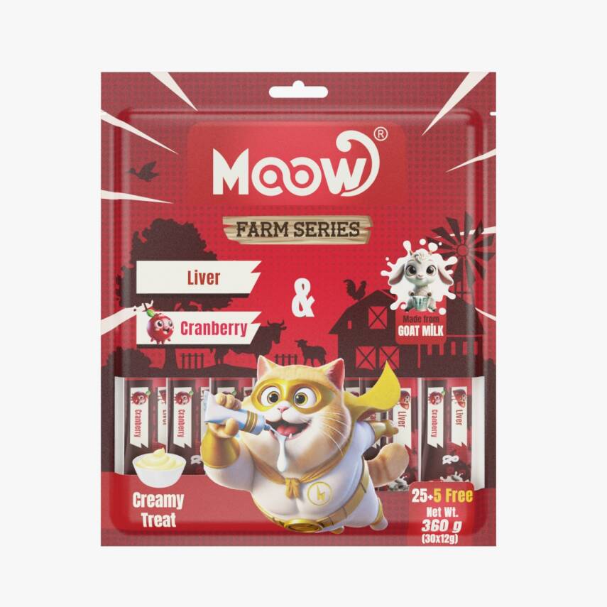 Moow Ciğerli&Kızılcıklı Keçi Sütlü 12gr x 30'lu Kedi Krema Ödülü - 1