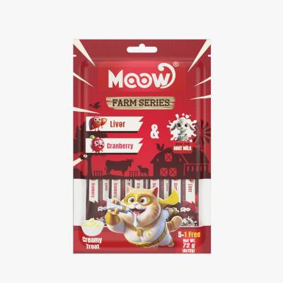 Moow Ciğerli&Kızılcıklı Keçi Sütlü 12gr x 6 12 li Kedi Krema Ödülü - 1