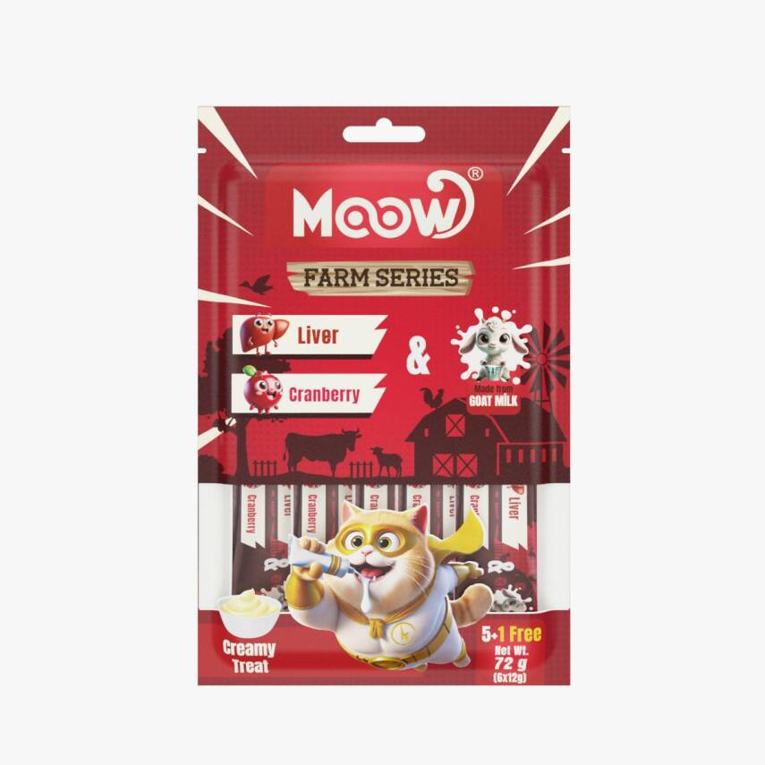 Moow Ciğerli&Kızılcıklı Keçi Sütlü 12gr x 6 12 li Kedi Krema Ödülü - 1
