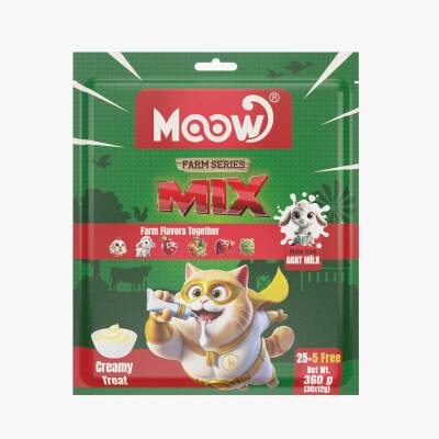 Moow Karışık 6 Lezzetli Çiftlik Serisi Keçi Sütlü 12gr x 30' lu Kedi Krema Ödülü - 1