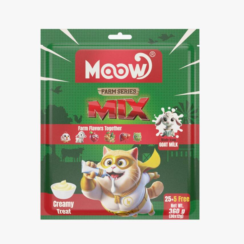 Moow Karışık 6 Lezzetli Çiftlik Serisi Keçi Sütlü 12gr x 30' lu Kedi Krema Ödülü - 1