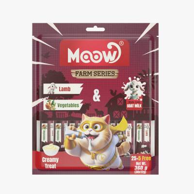 Moow Kuzu Etli&Sebzeli Keçi Sütlü 12gr x 30' lu Kedi Krema Ödülü - 1