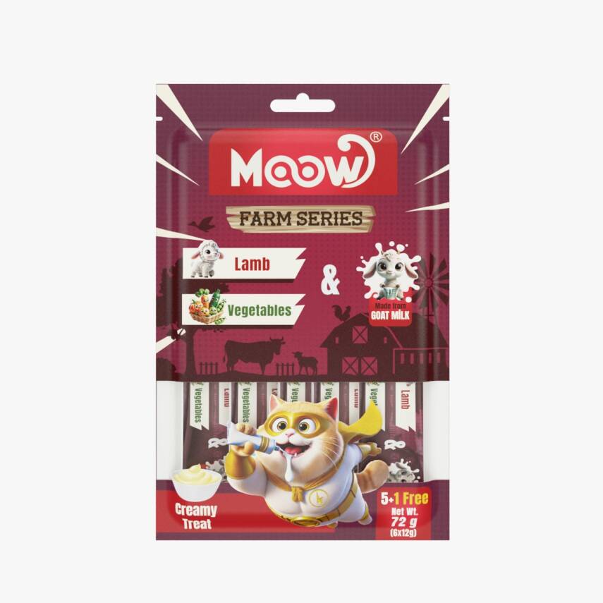Moow Kuzu Etli&Sebzeli Keçi Sütlü 12gr x 6 12 li Kedi Krema Ödülü - 1