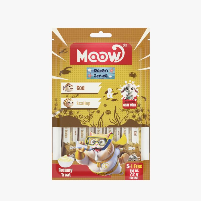 Moow Morina Balıklı Keçi Sütlü 12gr x 6 12 li Kedi Krema Ödülü - 1