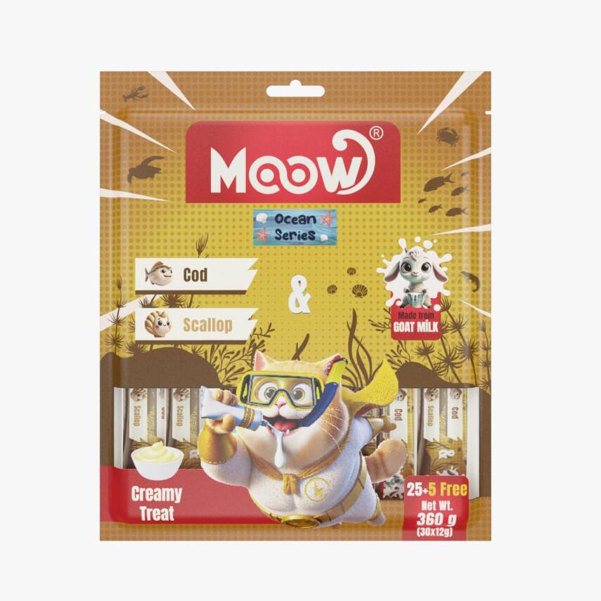 Moow Morina Balıklı&Deniz Taraklı Keçi Sütlü 12gr x 30'lu Kedi Krema Ödülü - 1