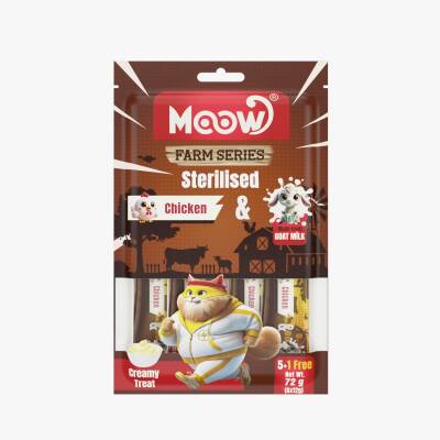 Moow Tavuklu Keçi Sütlü 12gr x 6 12 li Sterilised Kedi Krema Ödülü - 1