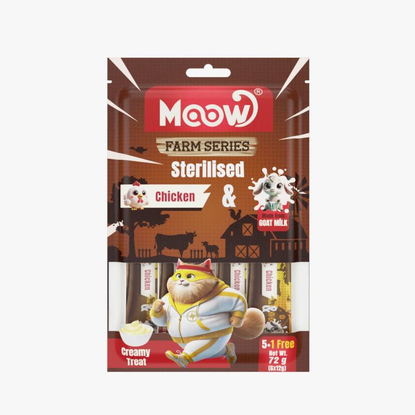 Moow Tavuklu Keçi Sütlü 12gr x 6 12 li Sterilised Kedi Krema Ödülü - 1