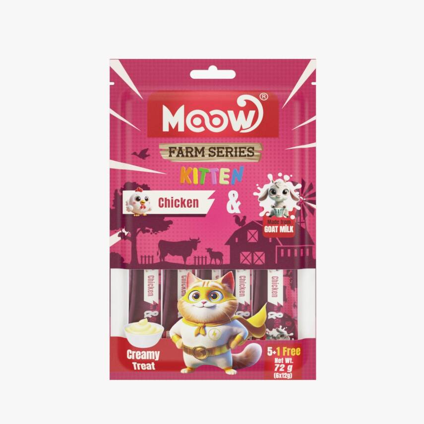 Moow Tavuklu Keçi Sütlü 12gr x 6 12 li Yavru Kedi Krema Ödülü - 1