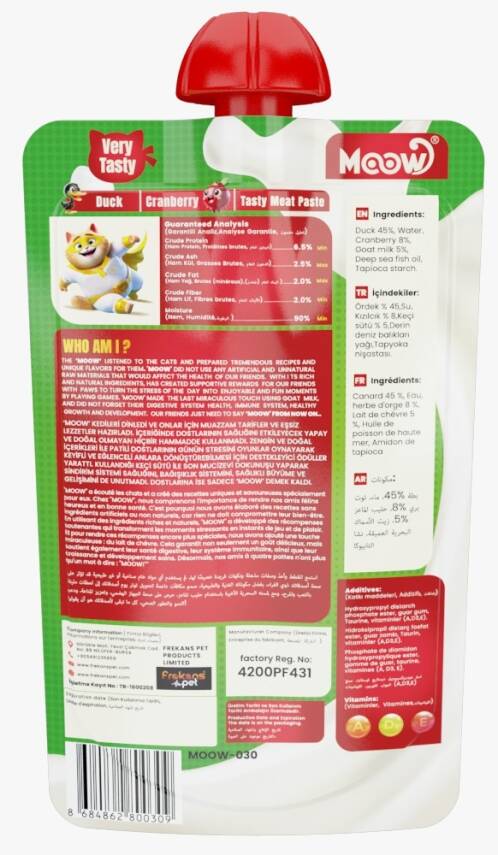 Moow Taze Ördekli&Kızılcıklı Keçi Sütlü Kedi Et Ezmesi 90gr - 2