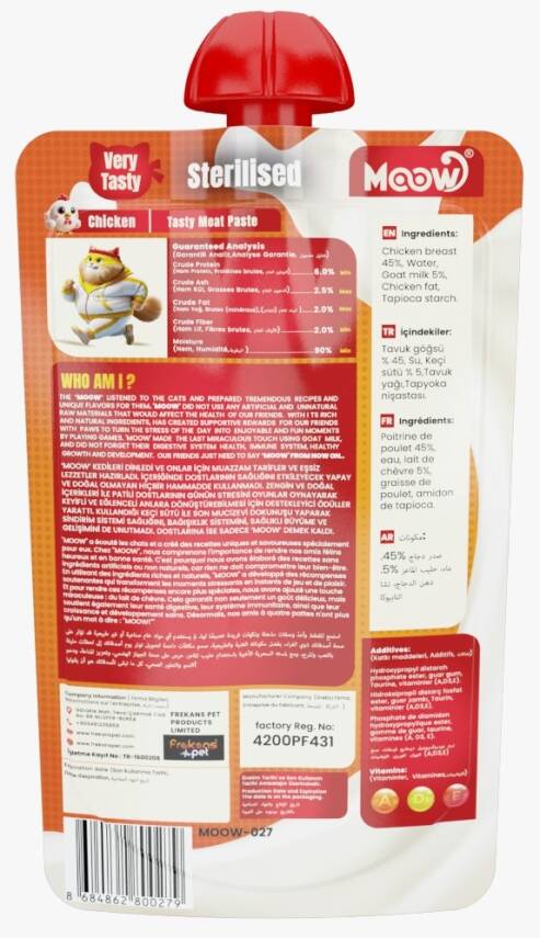 Moow Taze Tavuklu&Keçi Sütlü Sterilised Kedi Et Ezmesi 90gr - 2