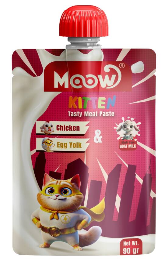Moow Taze Tavuklu&Yumurta Sarılı Keçi Sütlü Yavru Kedi Et Ezmesi 90gr - 1