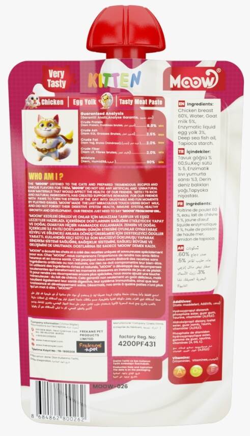 Moow Taze Tavuklu&Yumurta Sarılı Keçi Sütlü Yavru Kedi Et Ezmesi 90gr - 2