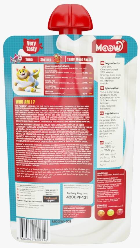 Moow Taze Ton Balıklı&Karidesli Keçi Sütlü Kedi Et Ezmesi 90gr - 2