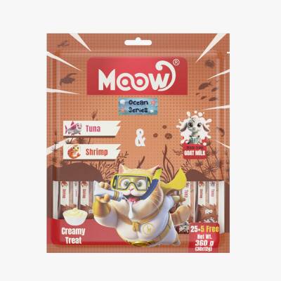 Moow Ton Balıklı&Karidesli Keçi Sütlü 12gr x 30'lu Kedi Krema Ödülü - 1
