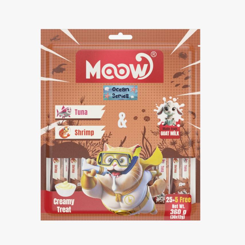 Moow Ton Balıklı&Karidesli Keçi Sütlü 12gr x 30'lu Kedi Krema Ödülü - 1