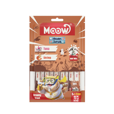 Moow Ton Balıklı&Karidesli Keçi Sütlü 12gr x 6 12 li Kedi Krema Ödülü - 1