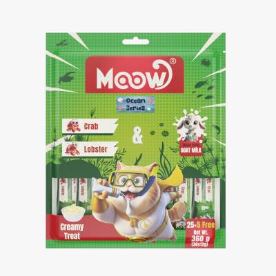 Moow Yengeçli&Istakozlu Keçi Sütlü 12gr x 30'lu Kedi Krema Ödülü - 1