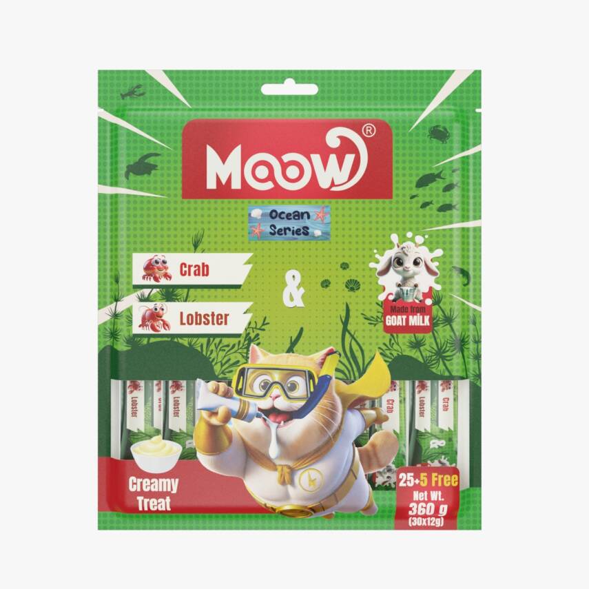 Moow Yengeçli&Istakozlu Keçi Sütlü 12gr x 30'lu Kedi Krema Ödülü - 1